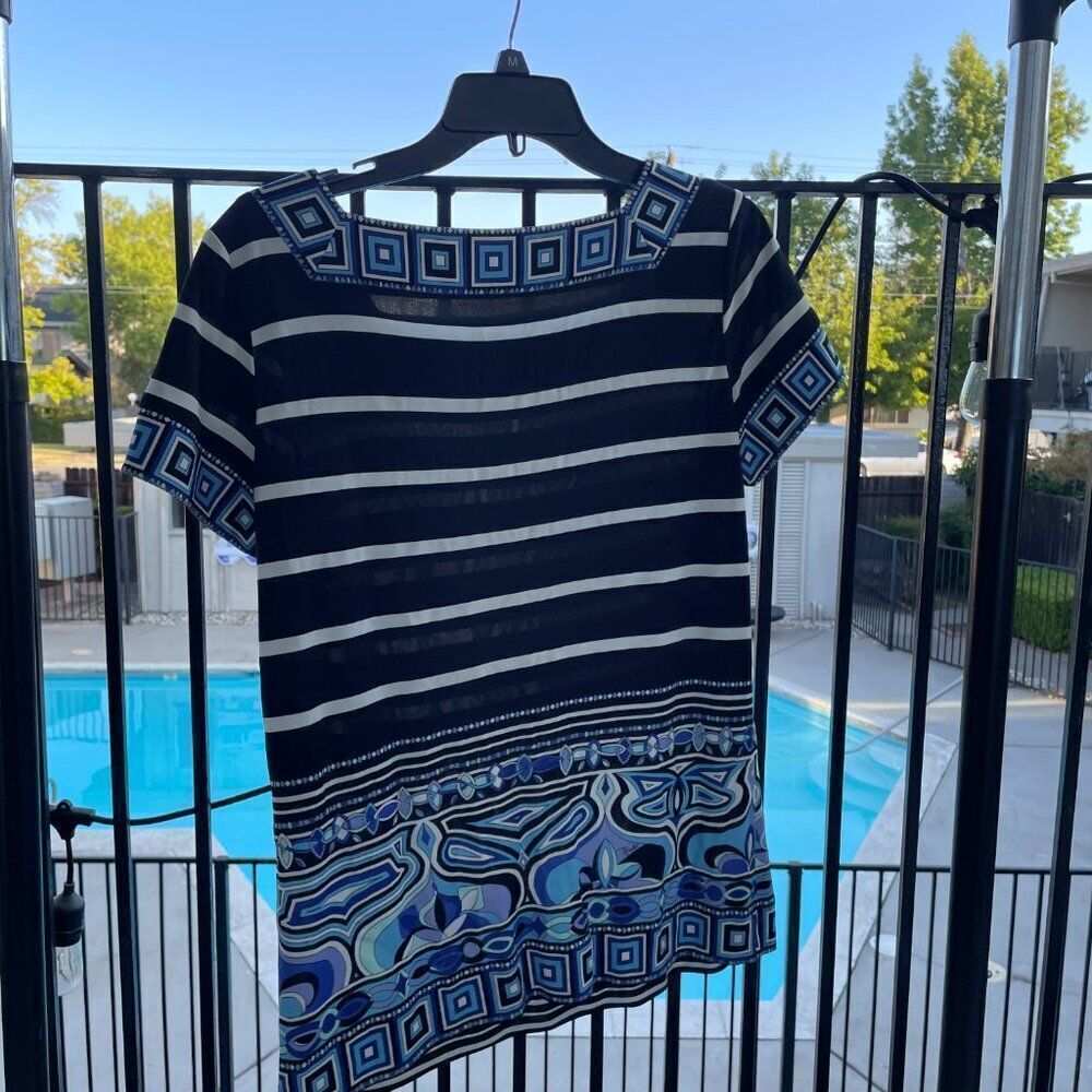 Emilio Pucci Silk Blend Square Neck Geometric Printed Top in Size 10 - Picture 4 of 11